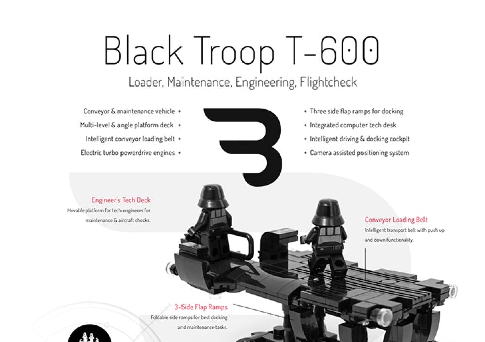 Lego Moc Poster: BLACK TROOP T-600 / Maintenance military utility vehicle