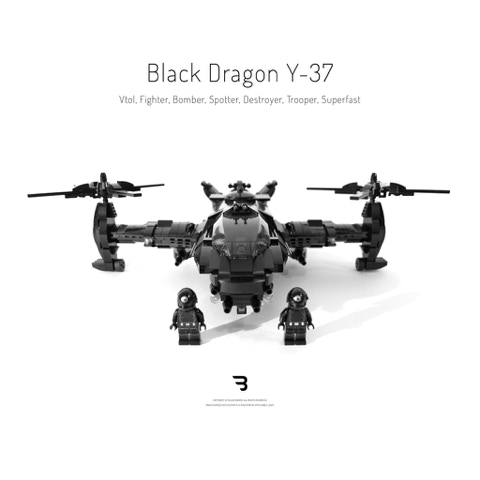 Legomoc: BLACK DRAGON Y-37 / Military tiltrotor combat aircraft